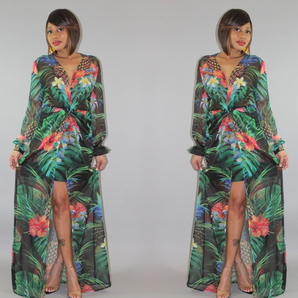 Tropical Floral Maxi Dress